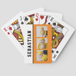Three Photo And Text Personalized Custom Poker Cards