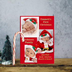 Three Photo Baby 1st Christmas Family Candy Card