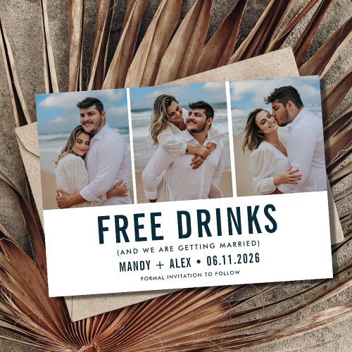 Three Photo Beach Wedding Funny Save the Date