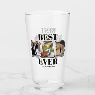 Three Photo Best Dad Ever Custom Name Glass