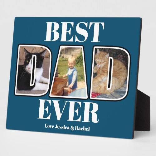 Three Photo Best Dad Ever Custom Name Plaque