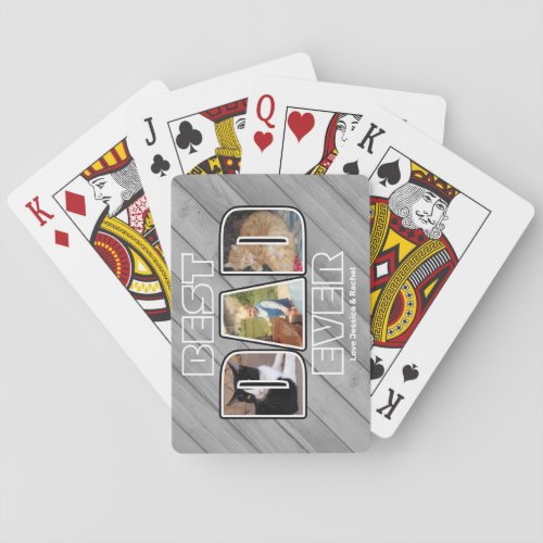 Three Photo Best Dad Ever Custom Name Playing Card