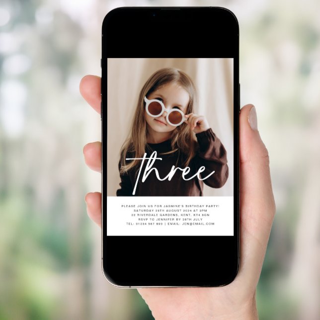 Three Photo Birthday Invitation  (Front Digital)