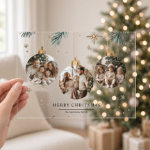 Three Photo Christmas Baubles Clear
