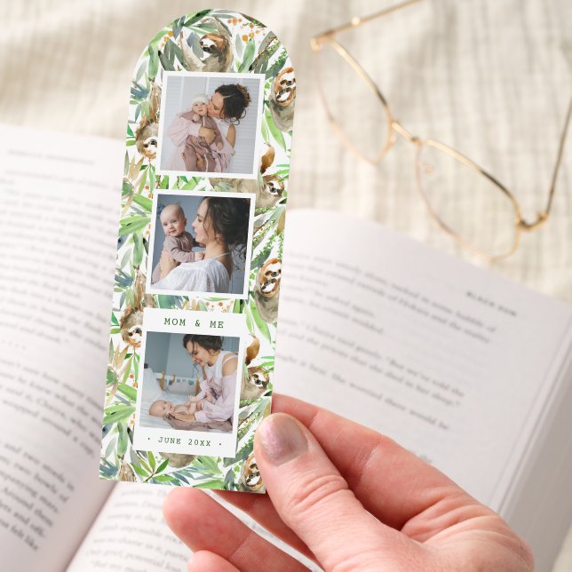 Three Photo Collage Bookmark with Tropical Sloths (Hand)