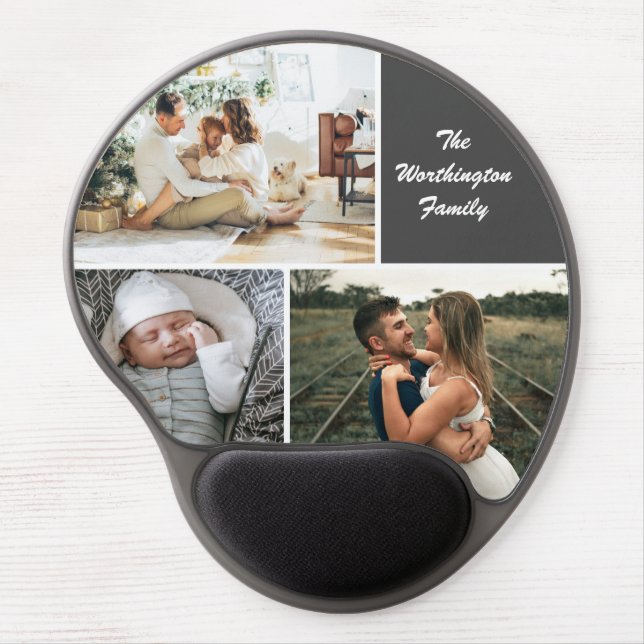 Three Photo Collage Custom Gel Mouse Pad (Front)