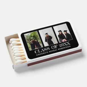 Three photo collage custom graduation matchboxes