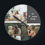 Three Photo Collage Custom Large Clock<br><div class="desc">Three Photo Collage Custom Clock.</div>