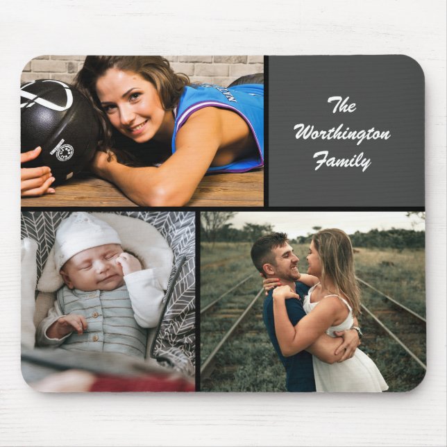 Three Photo Collage Custom Mouse Pad (Front)