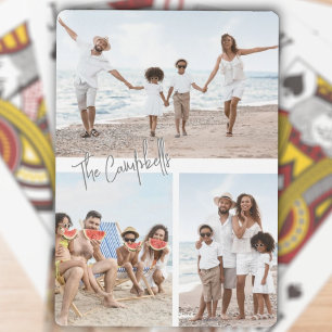 Three Photo Collage Custom Name Playing Cards