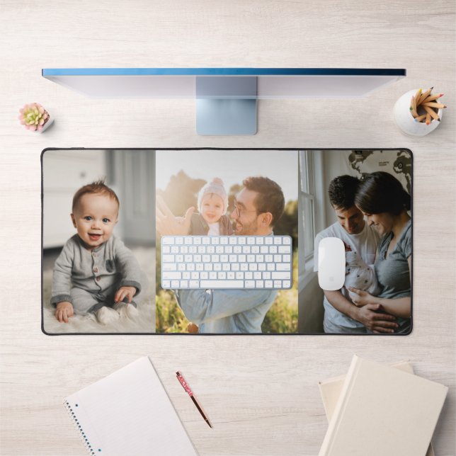 Three Photo Collage Family Desk Mat (Office 1)