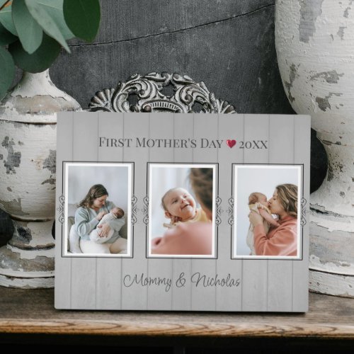 Three Photo Collage First Mothers Day Plaque