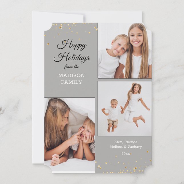 Three Photo Collage Holiday Card (Front)