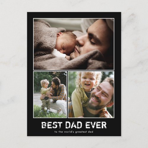 Three Photo Collage Modern Fathers Day Postcard