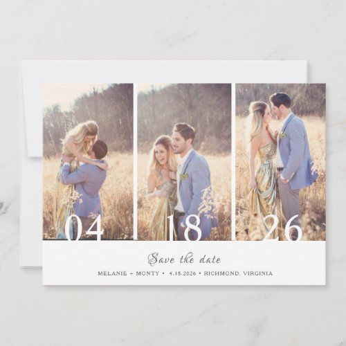 Three Photo Collage Wedding Save the Date Announcement