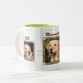Three Photo Dog Lover Pet Memorial in Brown Tones Two-Tone Coffee Mug