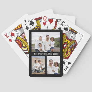Three Photo Family/Pet Collage Keepsake Gift Poker Cards