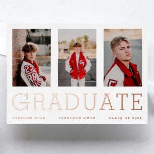 THREE Photo Frames ROSE GOLD GRADUATE Announcement