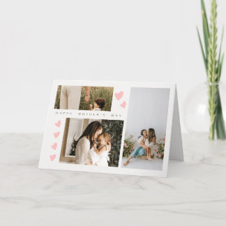 Three Photo Happy Mothers Day Greeting Card
