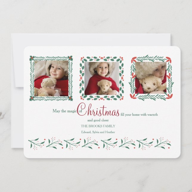 Three Photo Holiday Card White (Front)