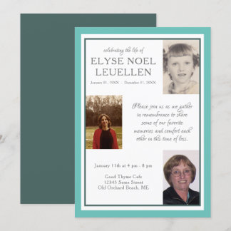 three photo memorial cards