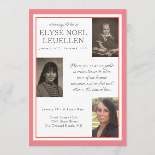 three photo memorial cards