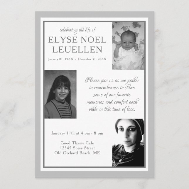three photo memorial cards (Front)