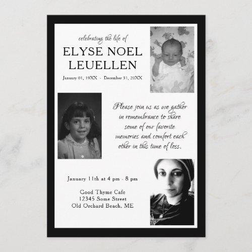 three photo memorial cards