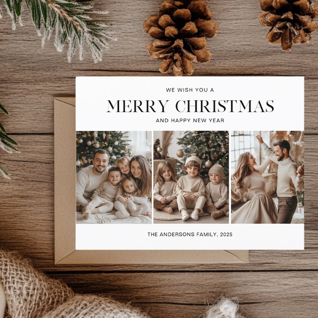 Three Photo Merry Christmas and Happy New Year  Postcard (Creator Uploaded)