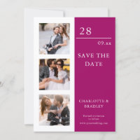 Three Photo Modern Magenta Wedding