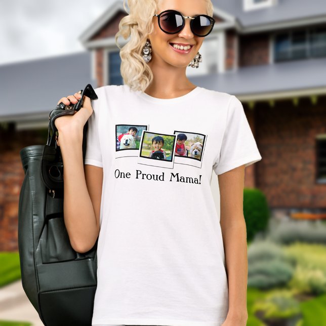 Three Photo Mother's Day Personalized T-Shirt (custom photo tshirt mama)