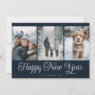 Three Photo New Year Holiday Card