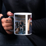 Three Photo Personalized Custom Giant Coffee Mug<br><div class="desc">unique custom personalized photo collage and text template jumbo drink-ware from Ricaso  .. great personal gift idea</div>