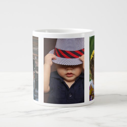 Three Photo Personalized Custom Giant Coffee Mug