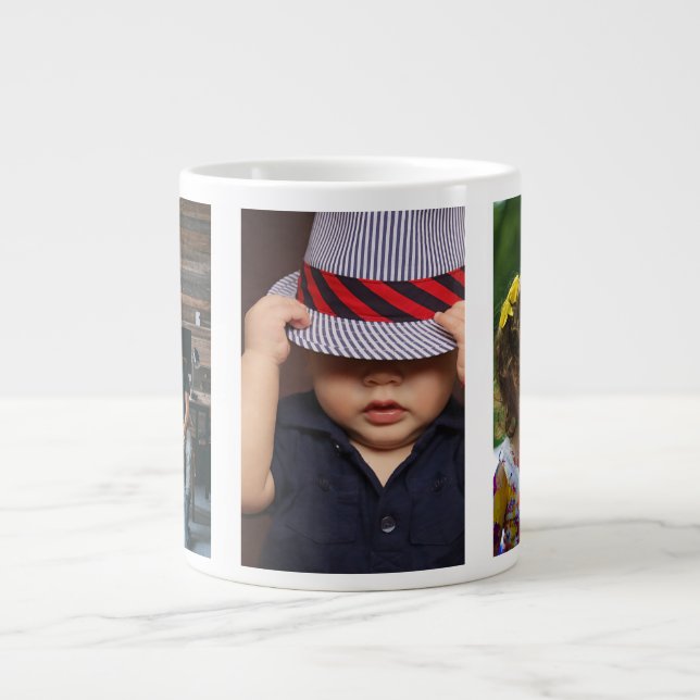 Three Photo Personalized Custom Giant Coffee Mug (Front)