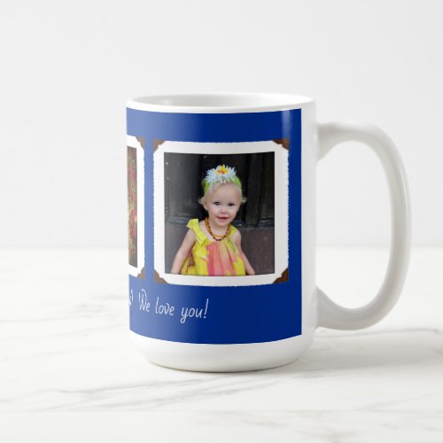 Three Photo Template Navy Blue Dads Coffee Mug