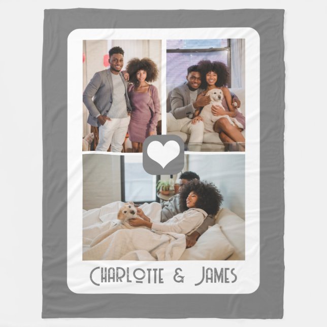 Three Photo Template Personalized By You Fleece Blanket (Front)