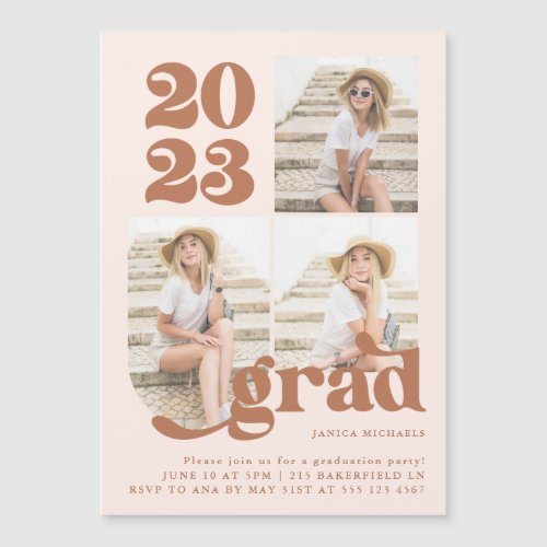 Three Photo Terracotta Retro Type Graduation Party