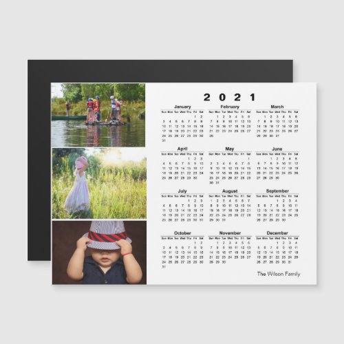 Three Photos 2021 Calendar Magnetic Invitation