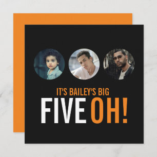 Three photos 50th FIVEOH! photo birthday invites