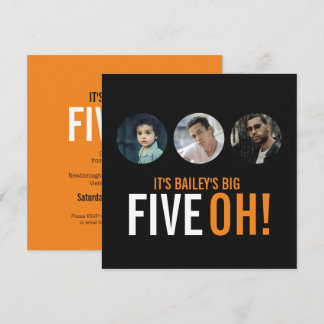 Three photos 50th FIVEOH! photo birthday invites