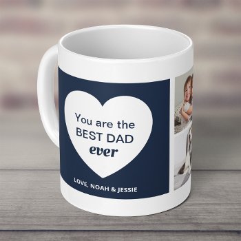 Three Photos And A Heart | Best Dad Ever Coffee Mug by christine592 at Zazzle