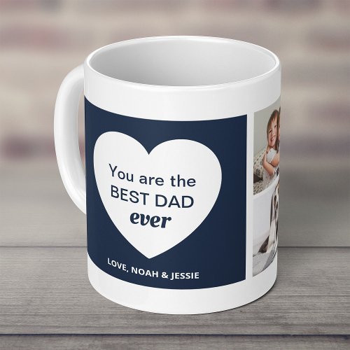 Three Photos and a Heart  Best Dad Ever Coffee Mug