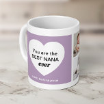 Three Photos and a Heart | Best Nana Ever Coffee Mug<br><div class="desc">This cute and stylish mug features a lavender frame and a heart that says "you are the best nana ever",  plus room for your names and three of your favorite personal photos. The perfect Mother's Day gift that will make your grandmother smile each time she reaches for her coffee!</div>