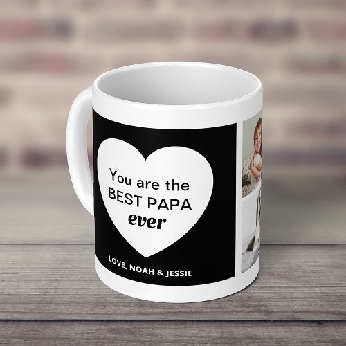 Three Photos and a Heart  Best Papa Ever Coffee Mug