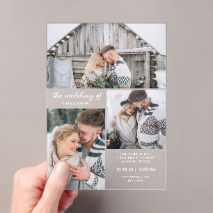 Three Photos and Simple Text   Wedding Acrylic Invitations