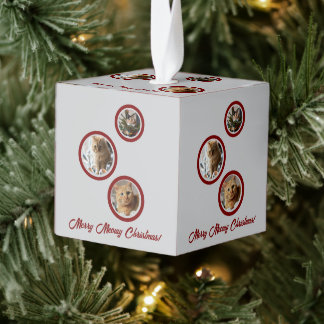 Three Photos Cats Customize Cube Ornament