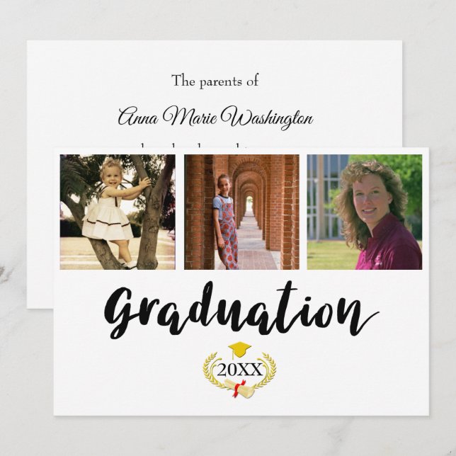 Three photos College Graduation card (Front/Back)