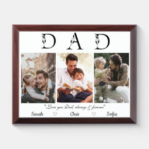 Three photos customisable love you Dad plaque