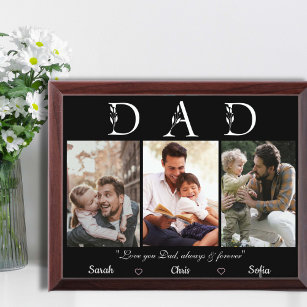 Three photos customisable love you Dad plaque